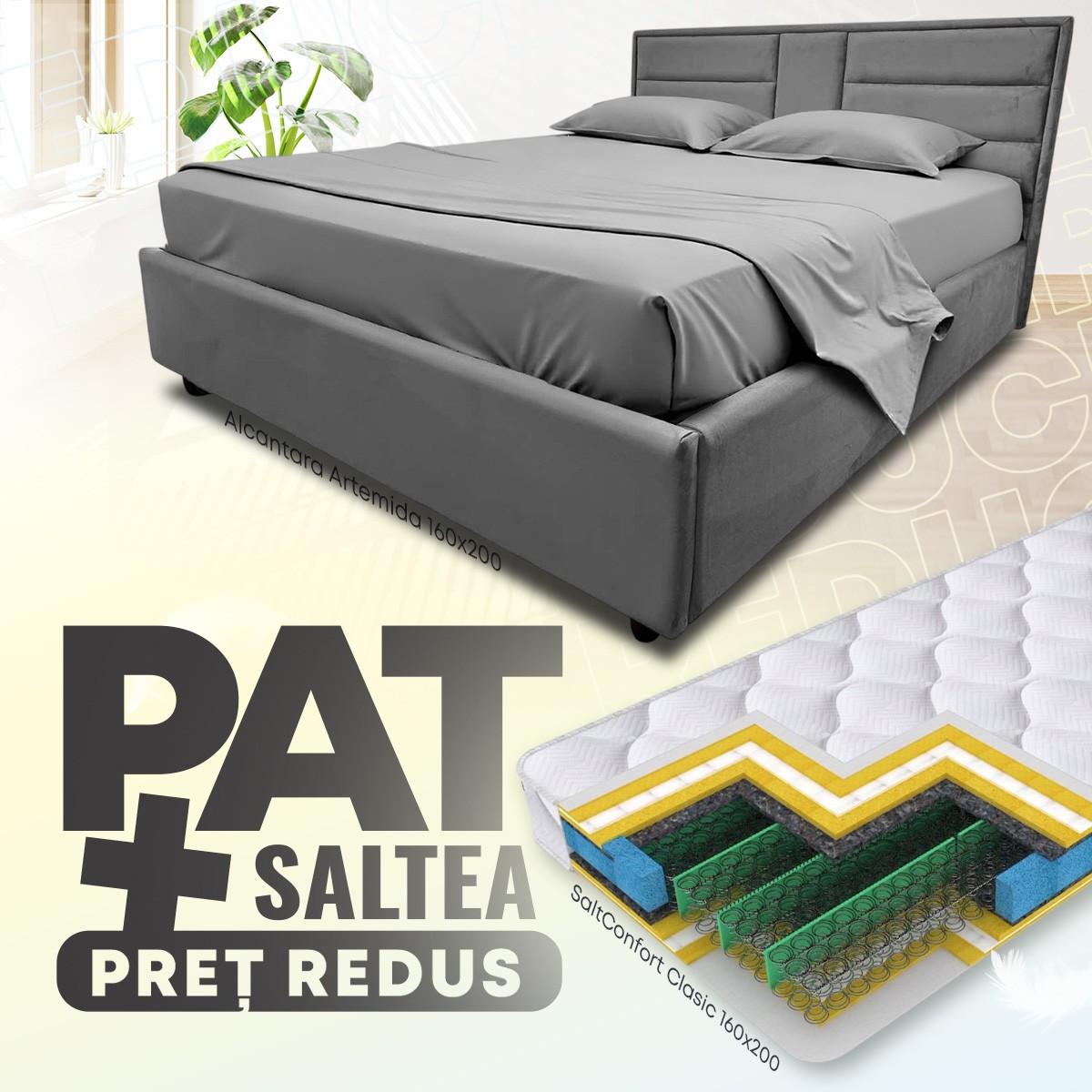 Pat Alcantara Artemida 1.6 m + Saltea Salt Confort Clasic 160x200