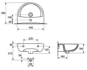 Lavoar baie Cersanit President 45x35