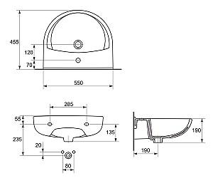 Lavoar baie Cersanit President 55x45