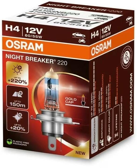 Lampa auto Osram 64193 NB220 +220% H4 12V 60/55W