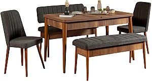 Set de masa si scaune Trendy Vina Nuc (Maro)/Antracit (Gri)
