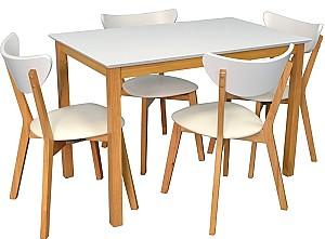 Set de masa si scaune Evelin Gloria White (Alb) / Bella Beech + 4 scaune Cameroon White (Alb) / Bella Beech