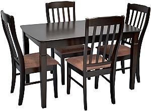 Set de masa si scaune Evelin HV-27V Chocolate + 4 scaune Wenyi Chocolate / F-789 Brown