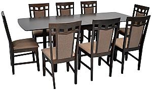 Set de masa si scaune Evelin HV-27V Chocolate + 8 scaune Deepa R Chocolate / Ekea12 Dark Brown