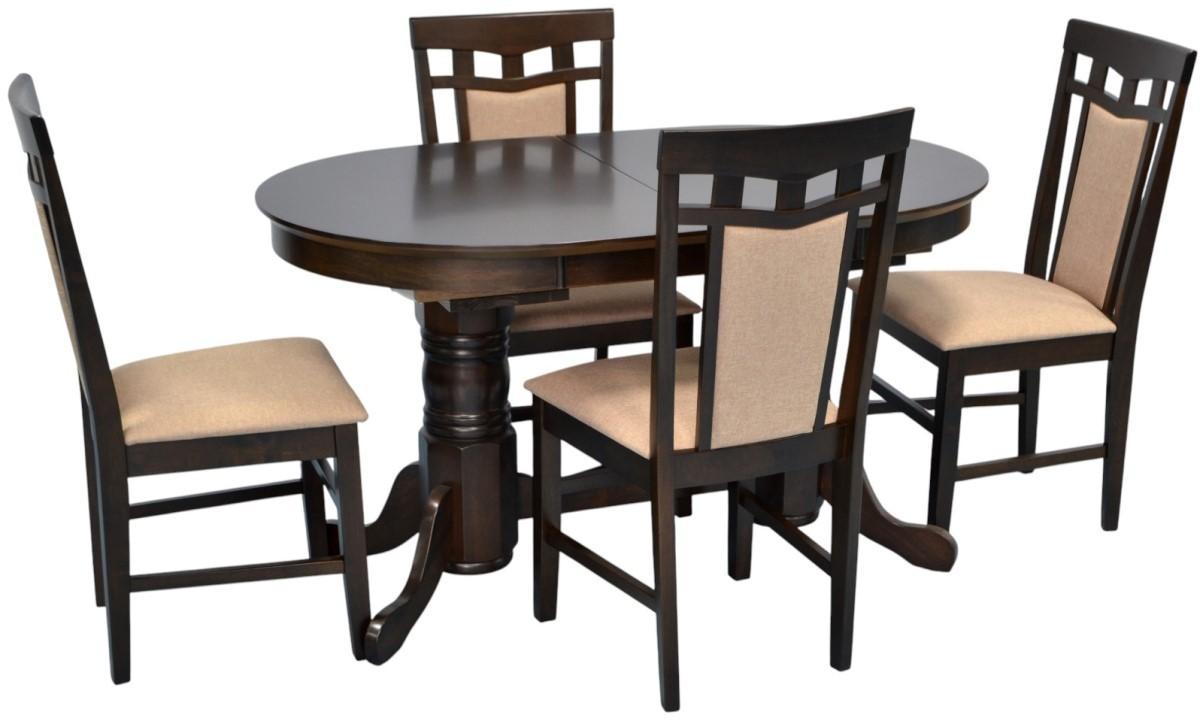 Set de masa si scaune Evelin HV-31N Chocolate + 4 scaune Deepa R Chocolate / NV-3WP Beige