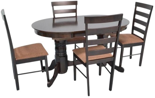 Set de masa si scaune Evelin HV-31N Chocolate + 4 scaune Gloria Chocolate / F-789 Brown