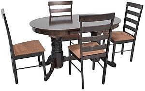 Set de masa si scaune Evelin HV-31N Chocolate + 4 scaune Gloria Chocolate / F-789 Brown