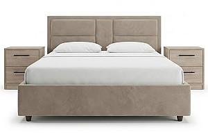 Set dormitor Alcantara Sidney 160x200 Bej + Noptiere PAL Stejar Sonoma + Saltea Salt Confort Clasic 160x200