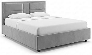 Set dormitor Alcantara Sidney 160x200 Gri Deschis + Noptiere PAL Alb + Saltea Salt Confort Clasic 160x200