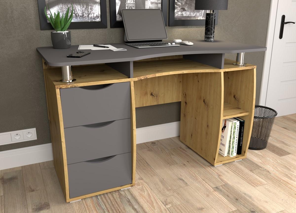 Masa de birou Yasen Smar NEW Stejar Artizan (Maro) / Grafit Gri