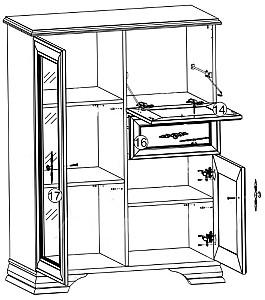 Dulap cu vitrina Yasen Kentuki REG1W1D1S1B (N) Alb Alpin
