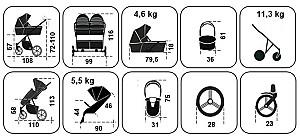 Carucior pentru gemeni Angelina Tvigo-Duo Dark Grey