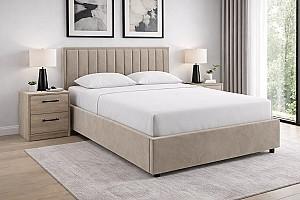 Set dormitor Alcantara Pulsar 160x200 Bej + Noptiere PAL Stejar Sonoma + Saltea Salt Confort Clasic 160x200