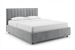 Set dormitor Alcantara Pulsar 160x200 Gri Deschis + Noptiere PAL Alb + Saltea Salt Confort Clasic 160x200