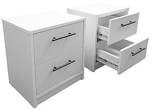 Set dormitor Alcantara Pulsar 160x200 Gri Deschis + Noptiere PAL Alb + Saltea Salt Confort Clasic 160x200