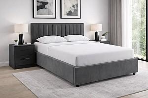 Set dormitor Alcantara Pulsar 160x200 Gri Inchis + Noptiere PAL Gri Inchis + Saltea Salt Confort Clasic 160x200