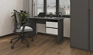 Masa de birou MG-Plus Ryan Gri Grafit / Stejar Craft Alb