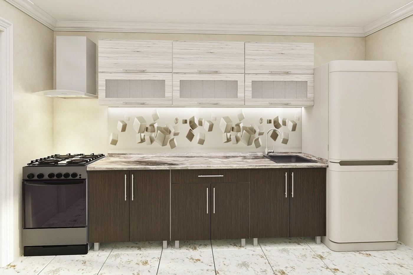 Set mobila bucatarie PS Modern (sticla) 2.2 m (Elite PAL) Mokko / Kortona