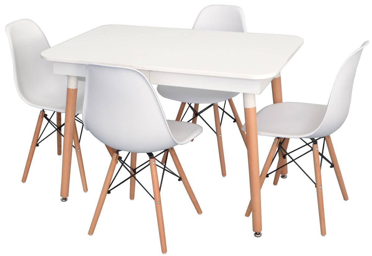 Set de masa si scaune Evelin DT 431-1R Wo + 4 scaune LC-021 White