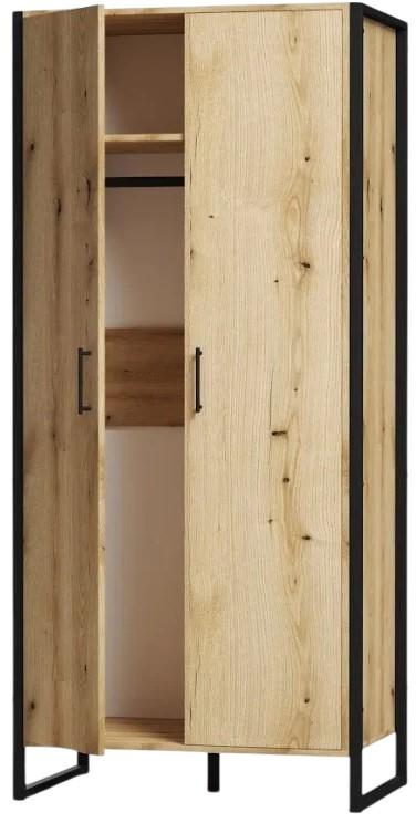 Dulap ML Mobila Loft OP 655 (860) Negru / Stejar Ewok