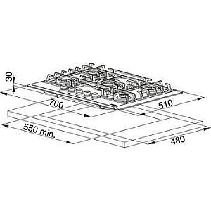 Plita pe gaz incorporabila Franke FHMR 705 4G TC OA E