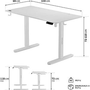 Masa gaming SENSE7 Nojo 120x60 White