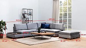 Canapea coltar Trendy Tulip Dreapta cu puf Gri Inchis