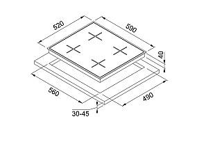 Plita pe gaz incorporabila Franke FHNG 604 4G TC BK C (106.0490.177)