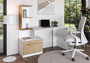 Masa de birou Halmar Miso Alb / Stejar Artisan