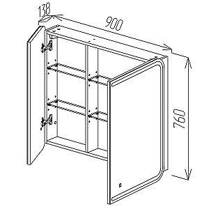 Dulap de baie Bayro Sonata LED touch 90x76