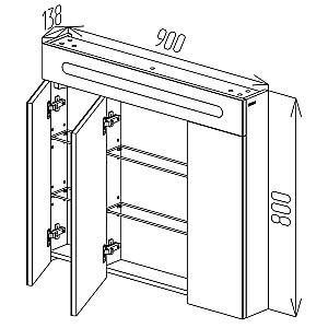 Dulap de baie Bayro Portis LED 90x80