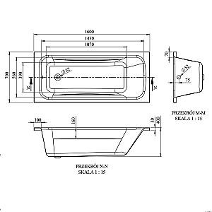 Cadă de baie Bonito Home Aralia 160x70 Acril