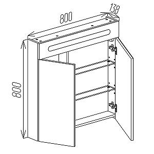 Dulap de baie Bayro Portis LED 80x80