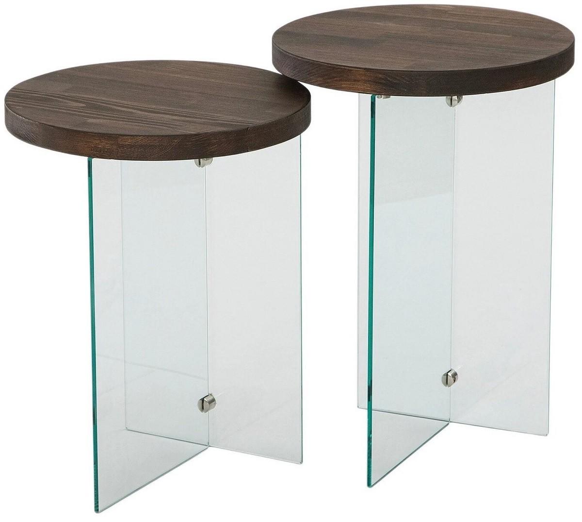 Masuta de cafea, reviste Trendy Serenity 2 Transparent/Nuc (Maro)