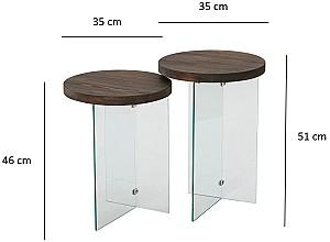 Masuta de cafea, reviste Trendy Serenity 2 Transparent/Nuc (Maro)