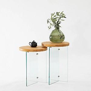 Masuta de cafea, reviste Trendy Serenity 2 Stejar (Bej)/Transparent