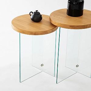 Masuta de cafea, reviste Trendy Serenity 2 Stejar (Bej)/Transparent