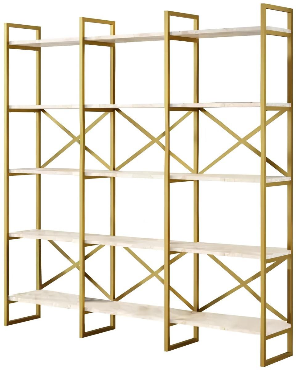 Etajera Trendy VG6-GE Marmura alba/Auriu