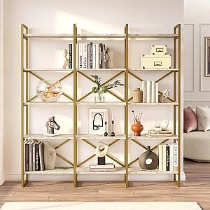 Etajera Trendy VG6-GE Marmura alba/Auriu