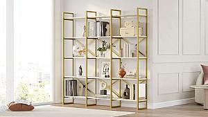 Etajera Trendy VG6-GE Marmura alba/Auriu