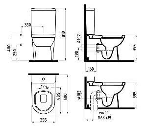 Vas WC Bien Banyo Orion BTW White 60cm Capac Rico Mecanism tip5 Robinet Tub Gofrat