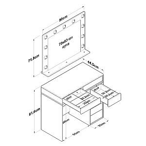 Masa de machiaj Trendy BJ115 2781 Alb