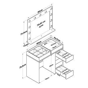 Masa de machiaj Trendy BJ117 2788 Alb