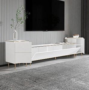 Tumba pentru televizor Trendy Imaj Marmura alba/Auriu