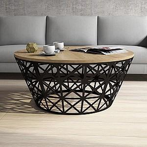 Masuta de cafea, reviste Trendy Stil Metal Ferforje Stejar (Bej)