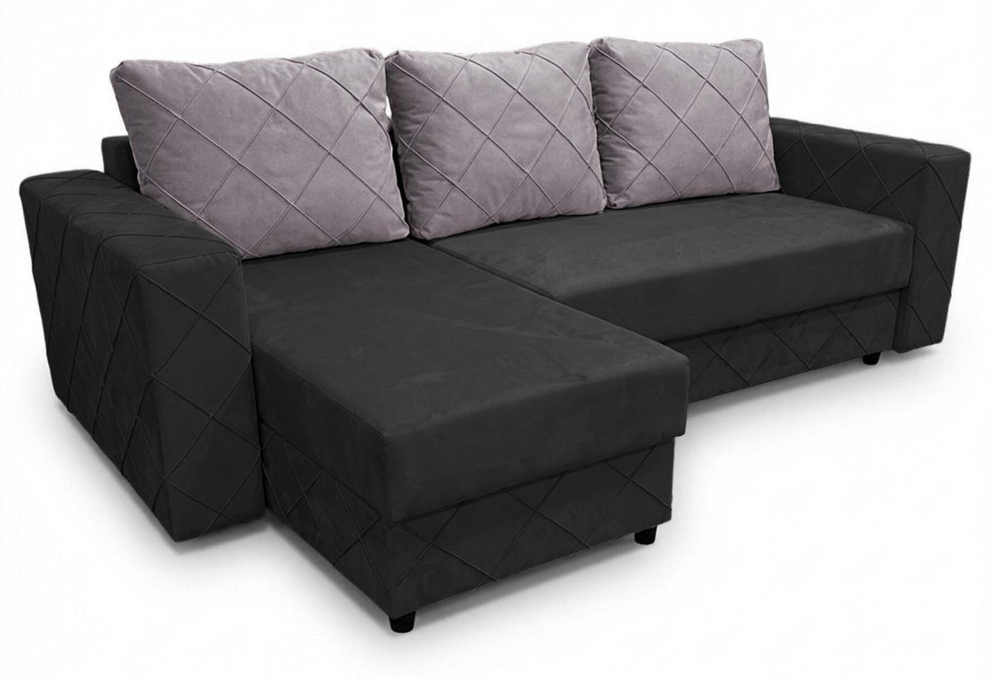 Canapea coltar Aurus Cristal 255x150 cm (tick-tac) Negru / Gri-Violet
