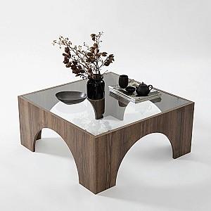 Masuta de cafea, reviste Trendy Seine Transparent/Nuc (Maro)