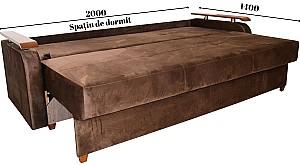 Canapea Viitorul Odihna D (cotiere lemn) Stejar Deschis / Tenerife Maro Închis