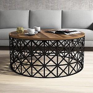 Masuta de cafea, reviste Trendy Selin Metal Ferforje Nuc (Maro)