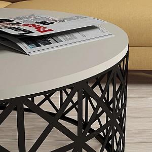 Masuta de cafea, reviste Trendy Selin Metal Ferforje Crem (Bej)